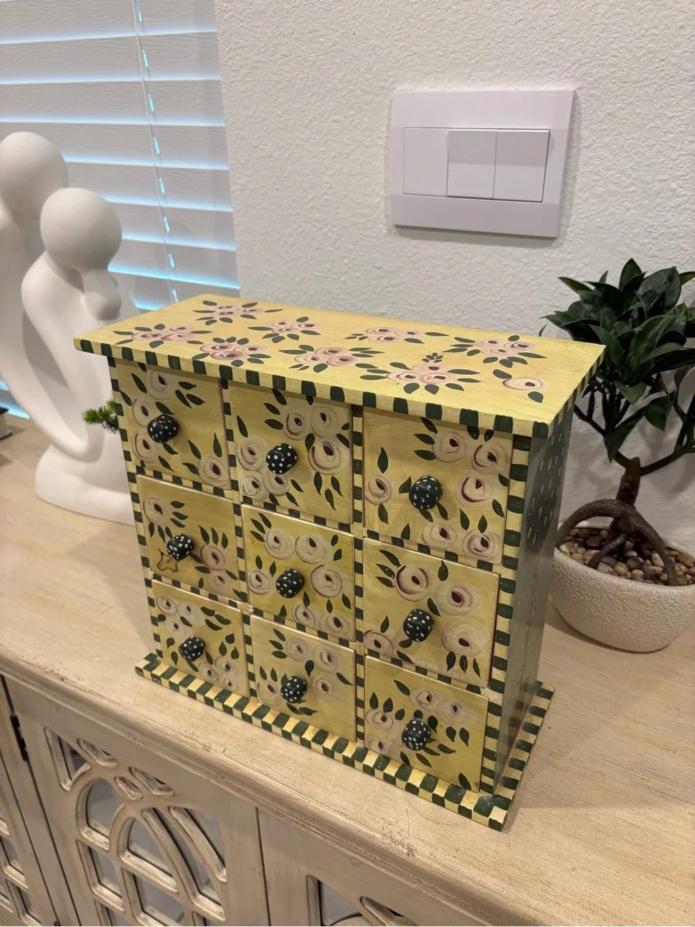 Custom Hand-Painted Floral Jewelry Drawer Organizer Box